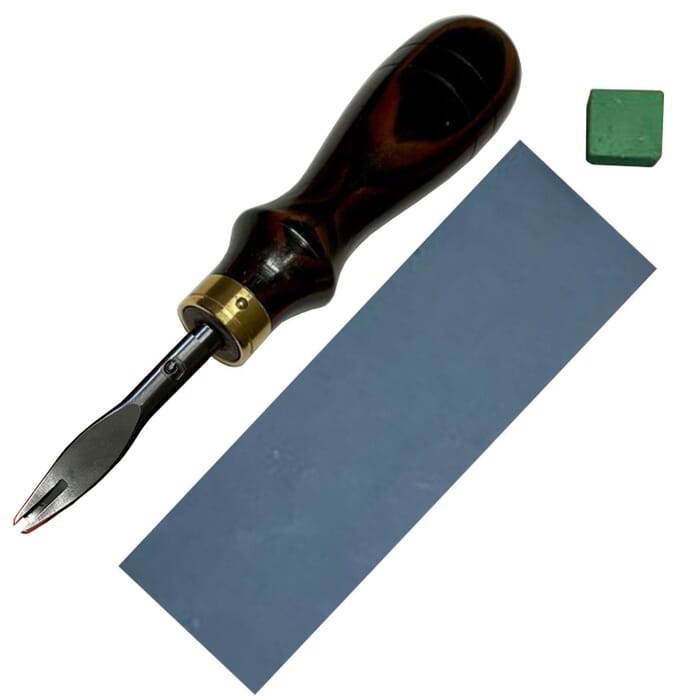 Oka Special Edger Ebony No. 5 Leathercraft Sewing Tool 1.6mm Leather Edge Beveler, with Jewellers Rouge & Sandpaper, for Leatherworking