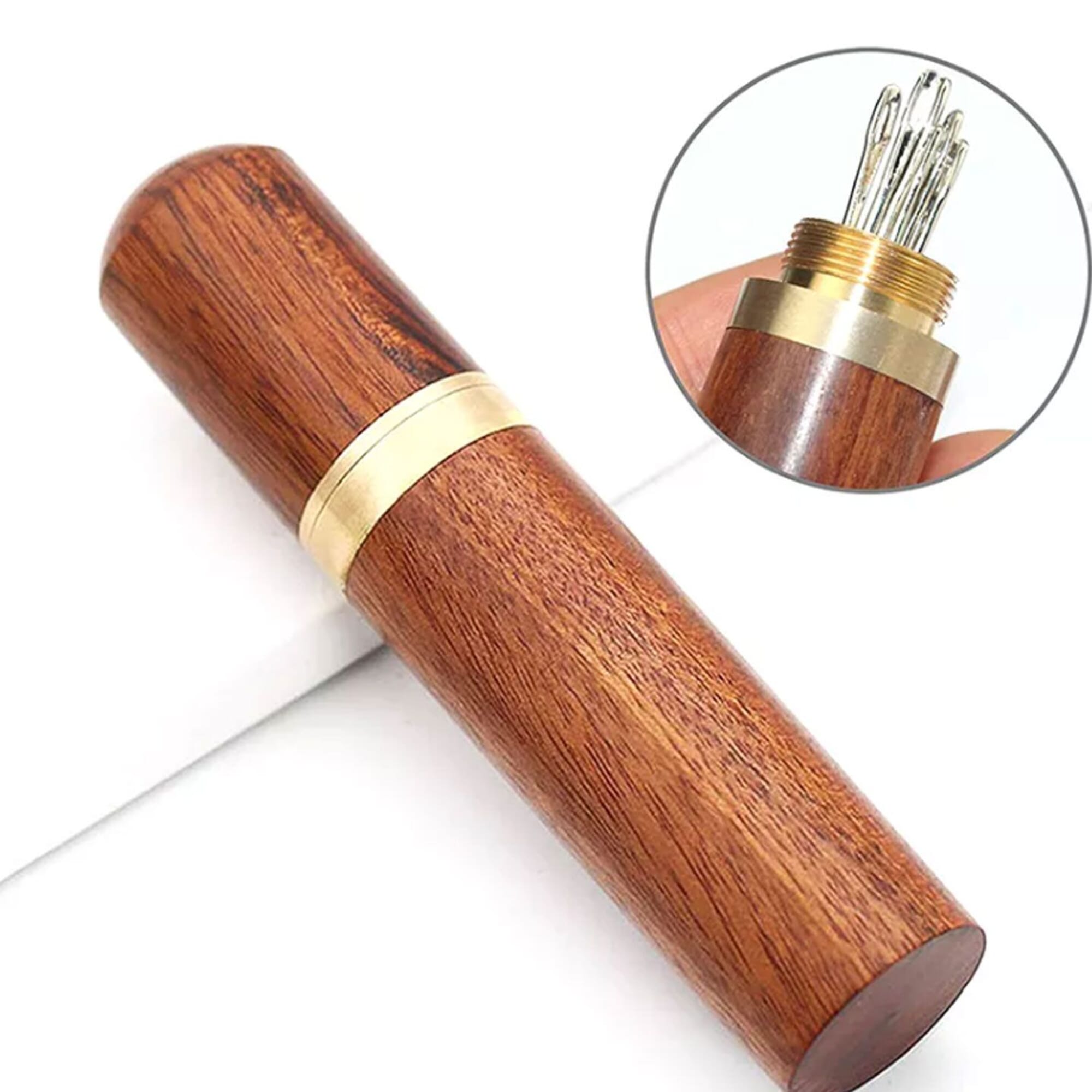 Wooden Sewing Needle Holder, Lipstick Style, Mini Gift