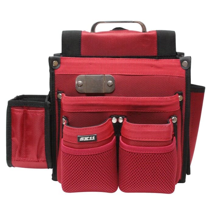 SK11 Takumi SC-11 Heavy Duty Japanese Carpenter 9 Pouch Tool & Nail Belt Bag Red, for Carrying all kinds of Tools and Hardware