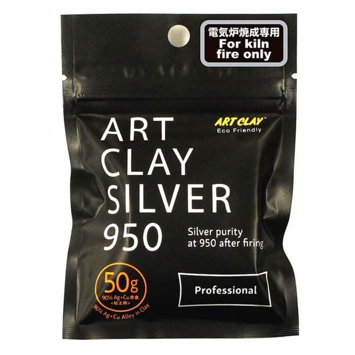 Art Clay Silver 950 Clay 50g PMC Fired Silver Purity 950 Sterling Silver 90% AG CU Alloy in Clay, for making Silver Jewellery Large Pack