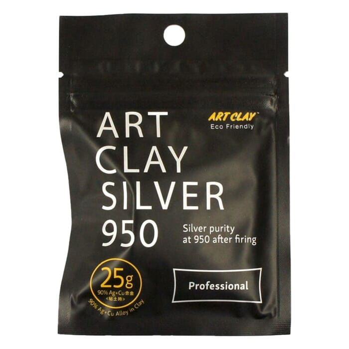 Art Clay Silver 950 Clay 25g PMC Fired Silver Purity 950 Sterling Silver 90% AG CU Alloy in Clay, for making Silver Jewellery Medium Pack