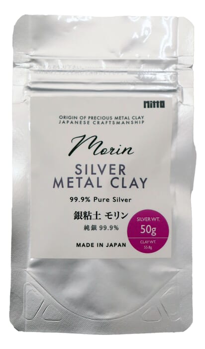 Nitto Gakku Morin Silver Metal Clay, 99.9% Pure Silver Weight 50g, Clay Weight 55.8g, Precious Metal Clay for Making Fine Silver Jewelry, Made in Japan