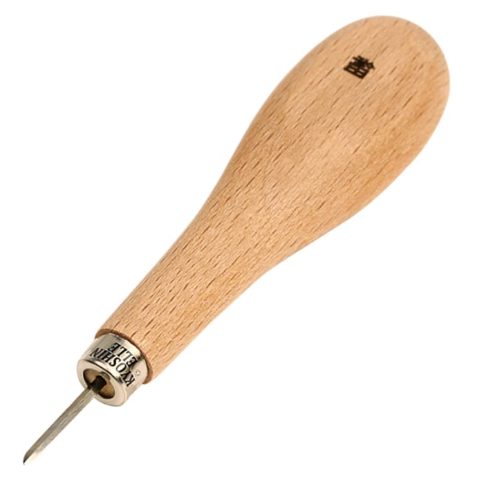 Kyoshin Elle Small Leathercraft Tool 3mm Diamond Point Leather Stitching Awl, with Wooden Handle, for Punching Stitch Holes in Leatherwork