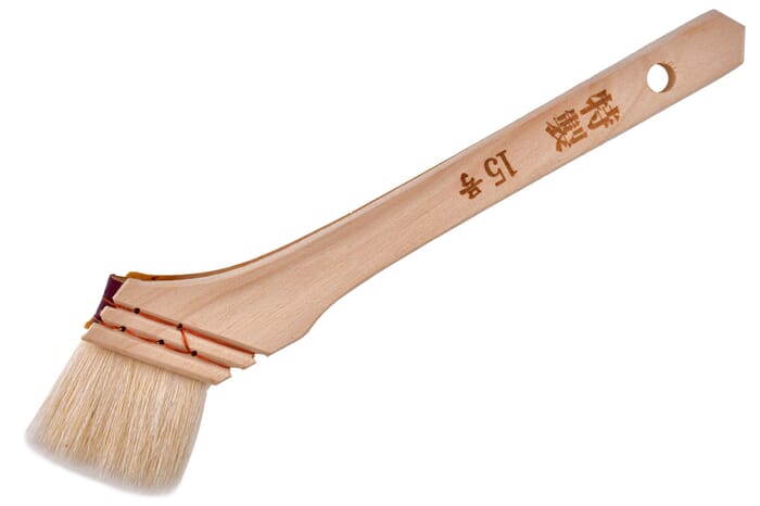 Kyoshin Elle 35mm Angled Hake Japanese Dye Paint Brush Tool Size No.15 for Painting, Stenciling, Fabric Dyeing, Watercolours, Paint Broad, Flat, Wide Strokes with Horsehair Bristles